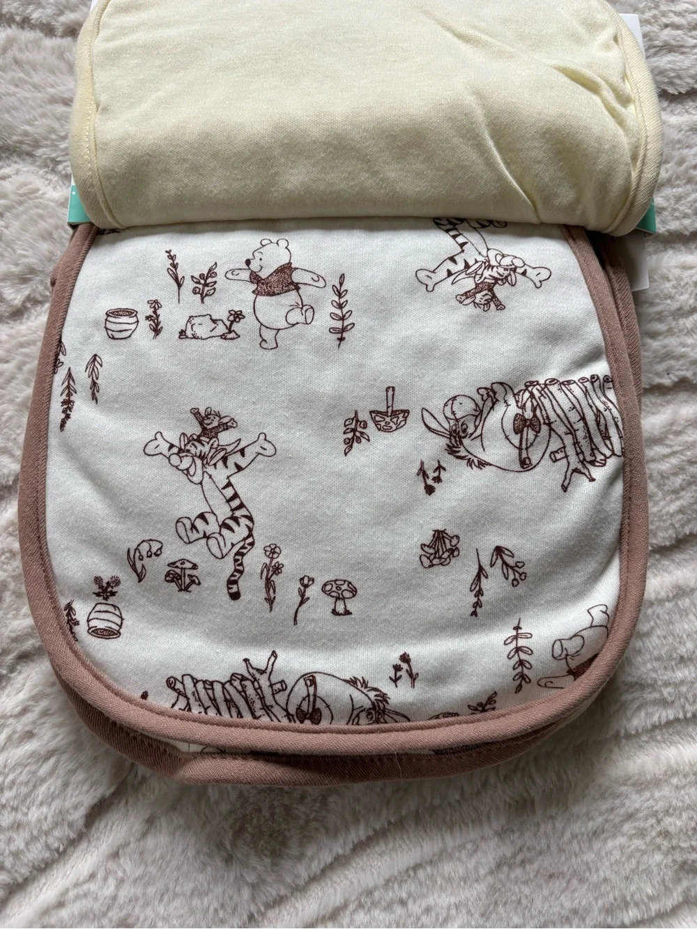 Disney Winnie the Pooh Cream and Brown 3-Pack Burp Cloths